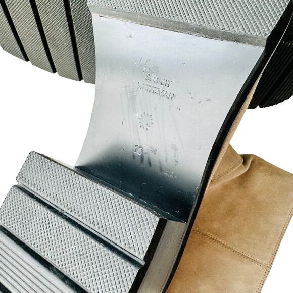 Stuart Weitzman Boulevard Moto Bootie Tan Size 10 NEW Suede Leather Lug Sole - Picture 6 of 9